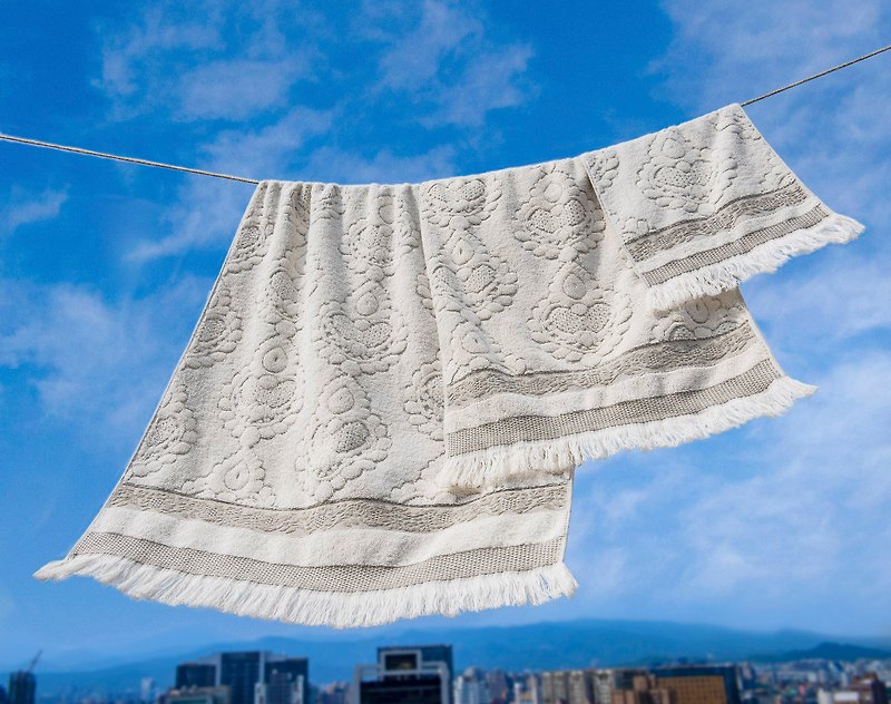 云卷 | 葡萄牙制造 小毛巾 头发巾 浴巾 三件套  吸水毛巾 限量款 - 毛巾浴巾 - 棉．麻 白色