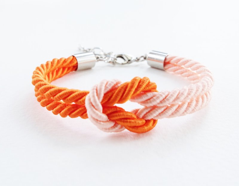 Orange/peach knot bracelet - 手链/手环 - 其他材质 橘色