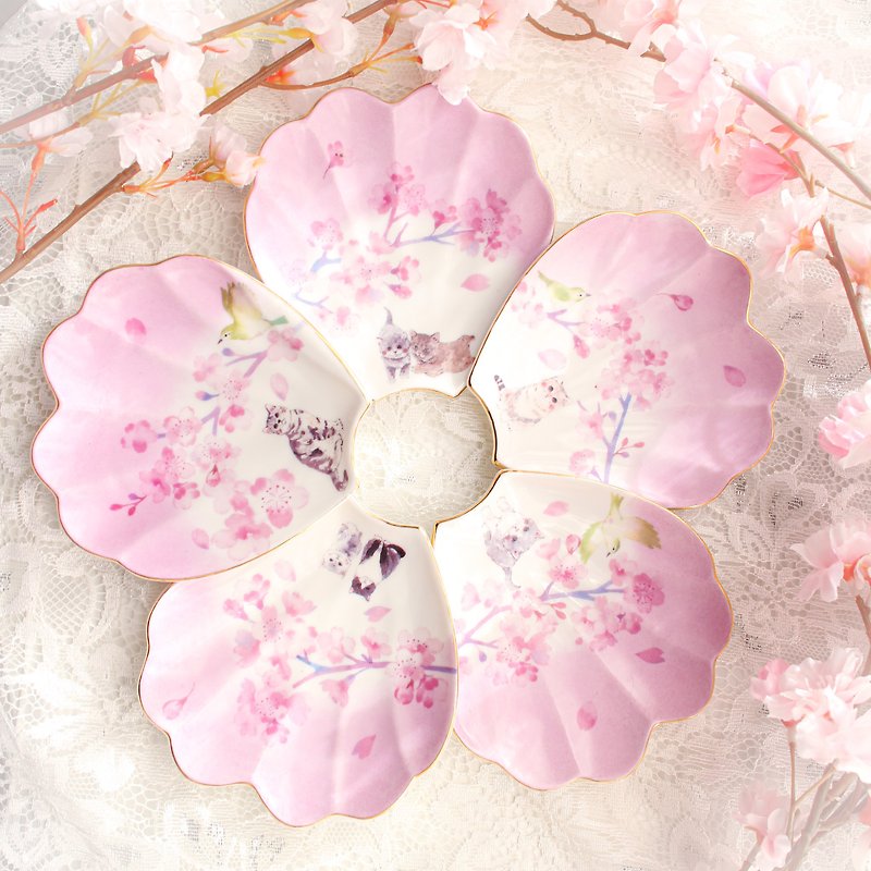 桜の花びらのお皿 - 盘子/餐盘/盘架 - 陶 粉红色