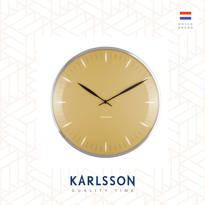 荷兰 Karlsson, Wall clock Leaf mustard yellow, Dome glass - 时钟/闹钟 - 玻璃 黄色