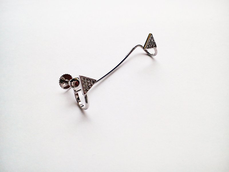 纯银螺丝夹耳环 - 耳环/耳夹 - 其他金属 白色