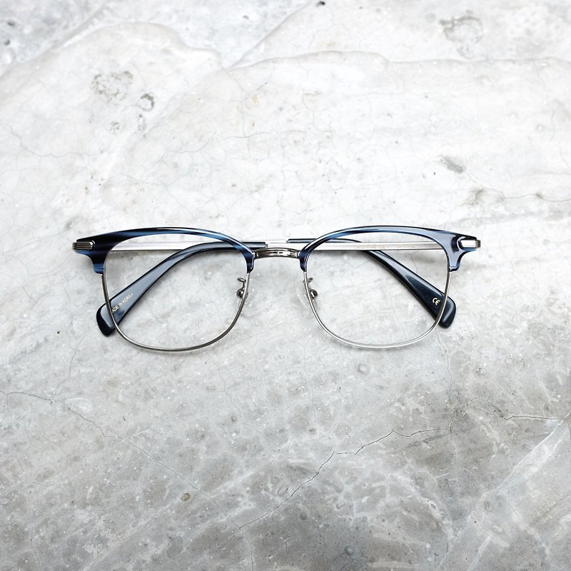 【目目商行】韩国新款 金属眉框 蓝纹 眼镜 镜框 - 眼镜/眼镜框 - 其他金属 蓝色