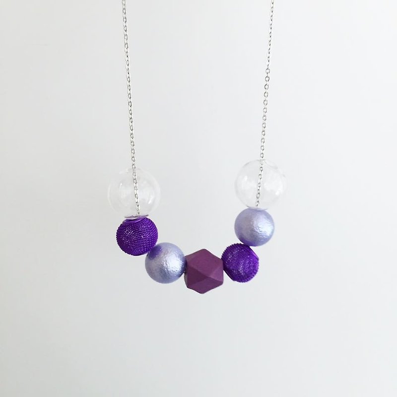 Laperle <<迷幻系列>> 紫色 clubbing 几何 木珠 玻璃球 项链 颈链 Purple Violet Color Glass Ball Necklace Geometric - 颈链 - 玻璃 紫色