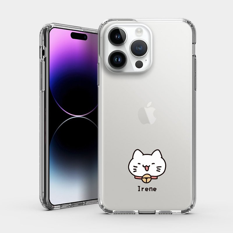 【定制化礼物】白猫头 文字 IPHONE 保护壳 透明手机壳 PU023 - 手机壳/手机套 - 塑料 透明