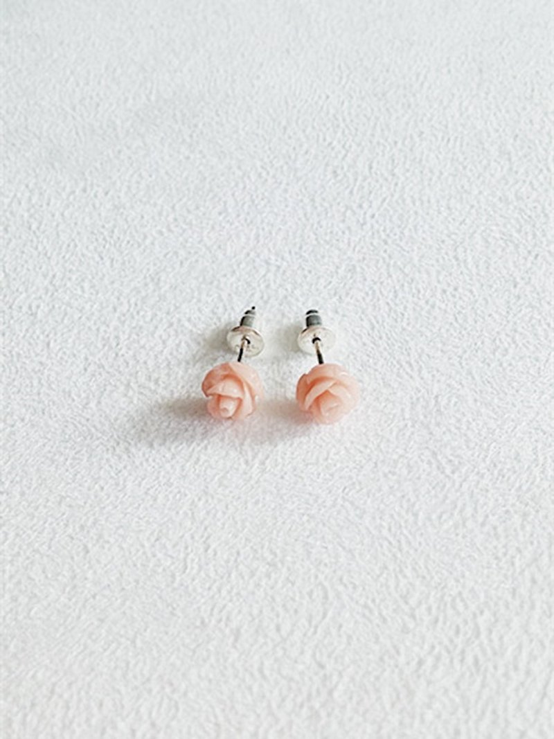 耳环 玫瑰 925纯银 - 耳环/耳夹 - 塑料 多色