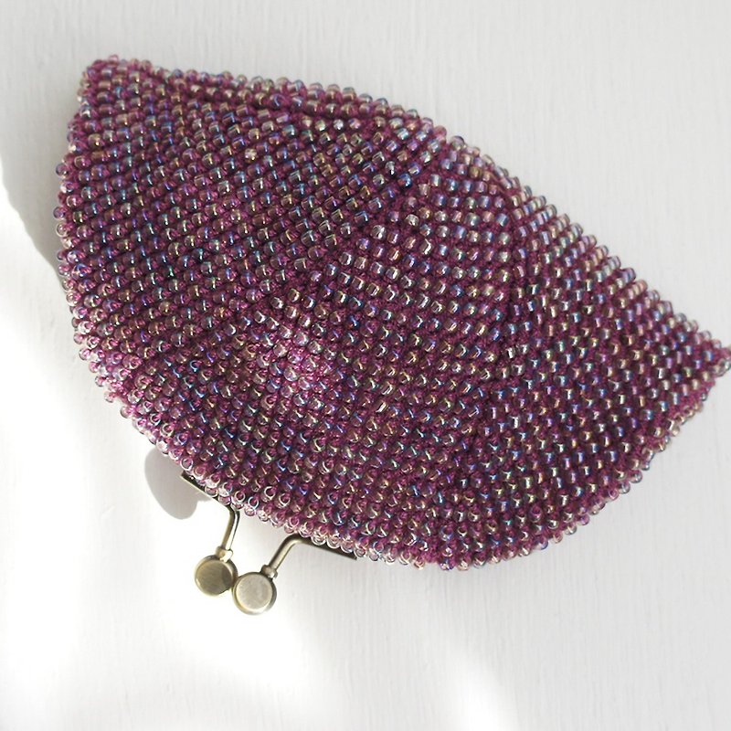 Ba-ba handmade Beads crochet pouch No.1363 - 皮夹/钱包 - 其他材质 紫色