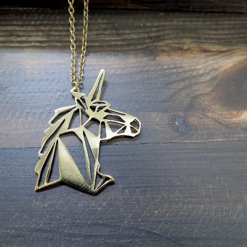 Waby unicorn geometric necklace - 项链 - 其他金属 橘色
