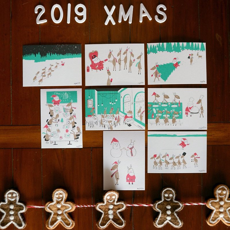 2019圣诞卡套餐 ( 8张入) - 卡片/明信片 - 纸 红色
