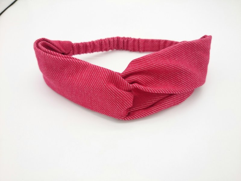 红交叉款发带 hairband - 发带/发箍 - 棉．麻 
