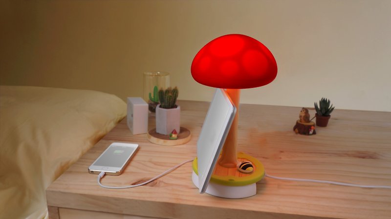 Vacii MushroomTouch 蘑菇触控式情境灯/夜灯/床头灯/充电座-红 - 灯具/灯饰 - 硅胶 红色