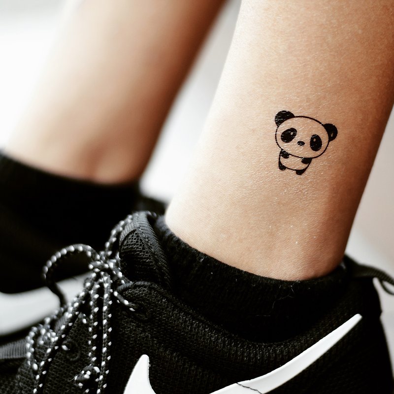 OhMyTat 可爱的卡通熊猫 Panda 刺青图案纹身贴纸 (2 张) - 纹身贴 - 纸 黑色
