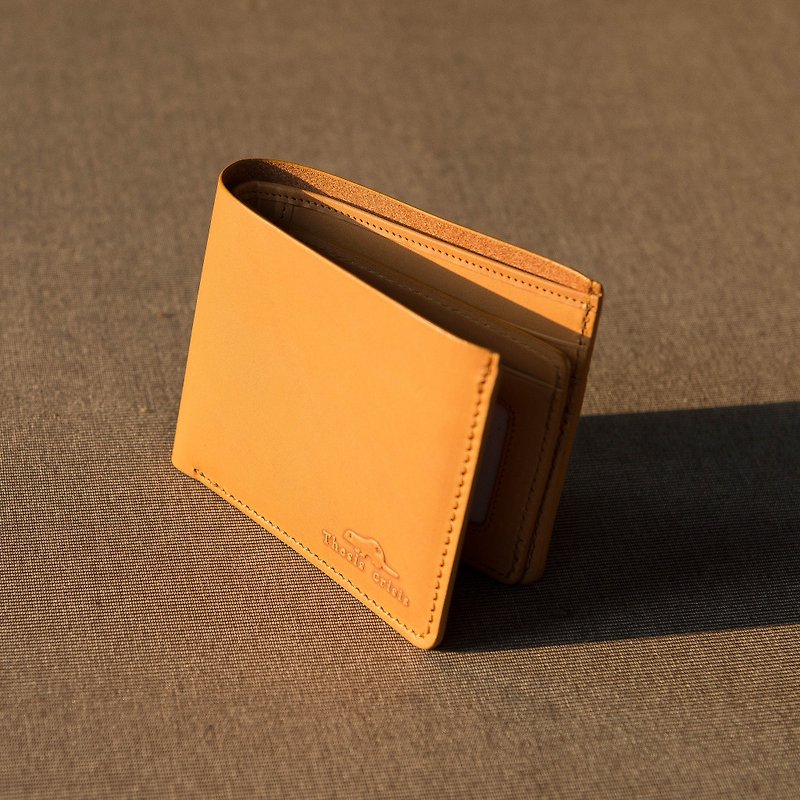 WEALTHY- LEATHER SHORT WALLET-YELLOW CREAM - 皮夹/钱包 - 真皮 黄色