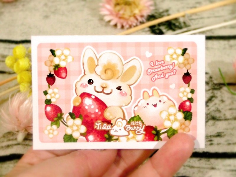 卡片贴纸-草莓兔2.0 - 贴纸 - 纸 红色