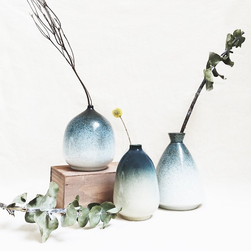 星空釉色花器－Olpe（灰蓝色） - 植栽/盆栽 - 瓷 蓝色
