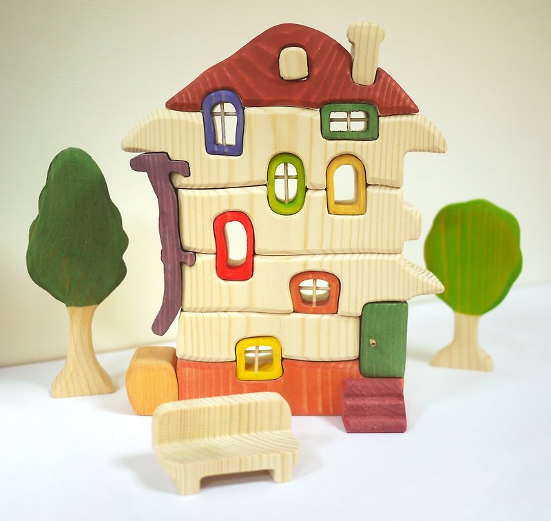 游戏建筑系列 小木屋组 - 玩具/玩偶 - 木头 红色