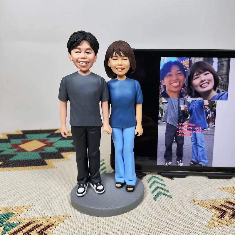 纯手工定制3D艺术娃娃 自画像人型公仔情侣父母夫妻结婚周年礼物 - 玩偶/公仔 - 粘土 多色