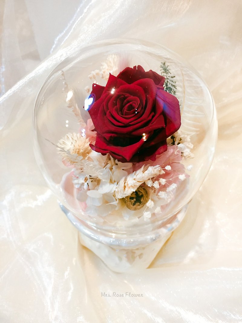 不凋花水晶球-  情人节/婚礼/生日礼物/房间摆设/拍照道具 - 摆饰 - 植物．花 红色