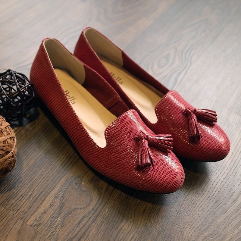 【巴黎小裁缝】流苏乐福鞋-红-仅剩23.5号 - 女款休闲鞋 - 真皮 红色