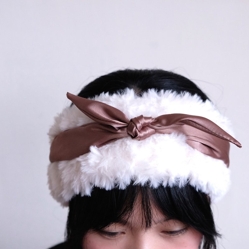 fuwafuwa毛茸茸暖耳三用发带 小白猫 - 发带/发箍 - 其他材质 