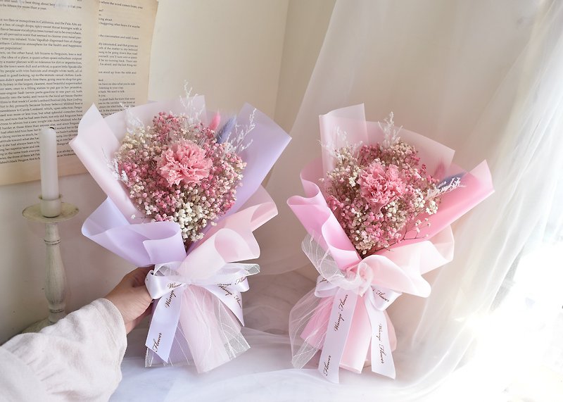 仙女粉红康乃馨花束   干燥花 送礼 七夕 干燥花束 情人节花束 - 干燥花/捧花 - 植物．花 粉红色