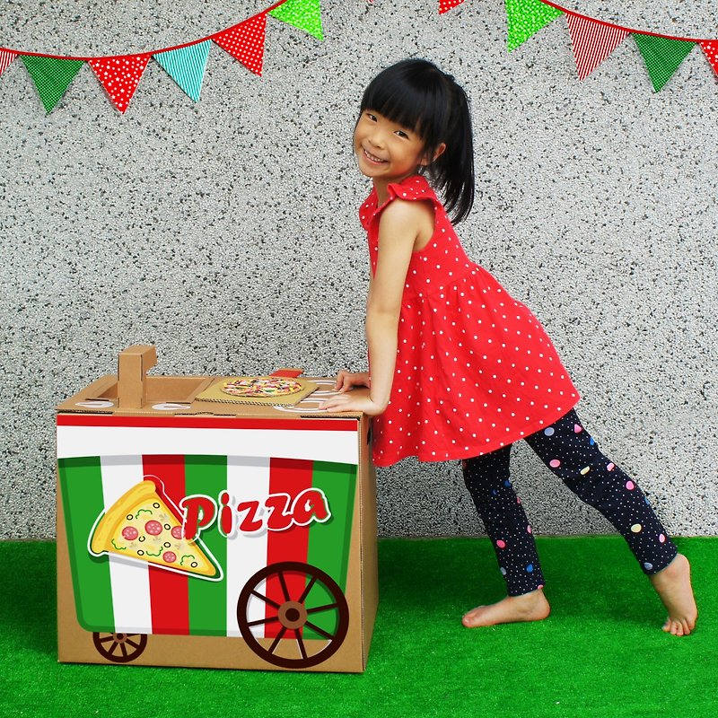 迷你厨房(附Pizza摊车贴)  扮家家酒 DIY亲子创意 礼物 环保玩具 - 玩具/玩偶 - 纸 咖啡色
