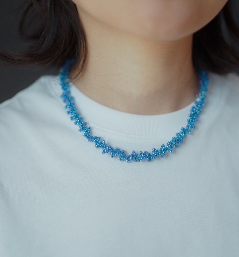 深蓝色串珠短项链vintage饰品项链母亲节 礼物 - 项链 - 塑料 蓝色