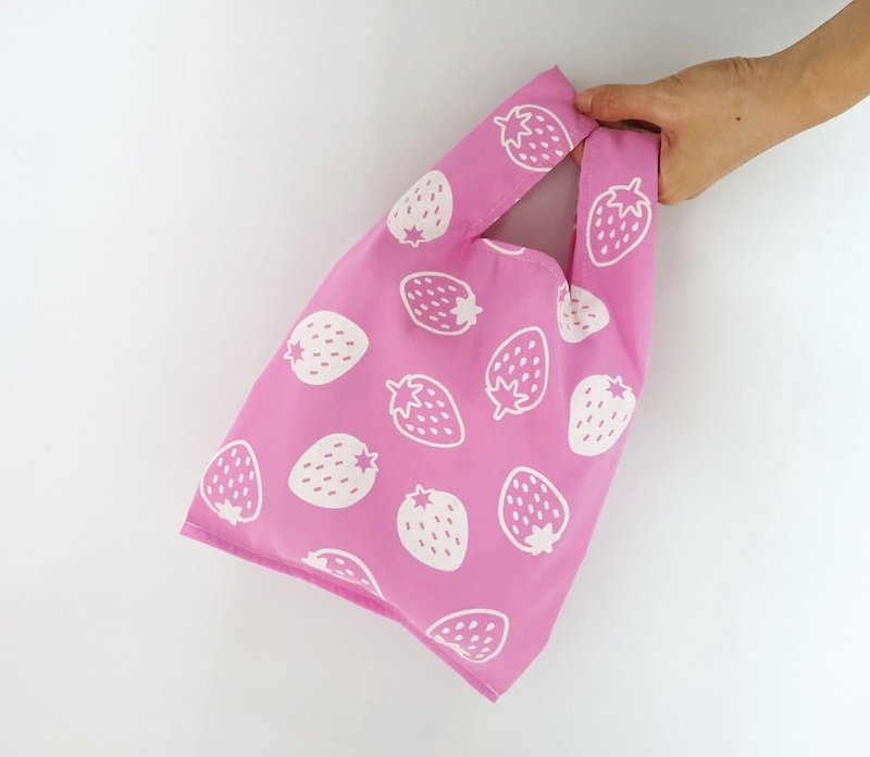 环保小型购物袋  饮料食物提袋  草莓 - 手提包/手提袋 - 防水材质 粉红色