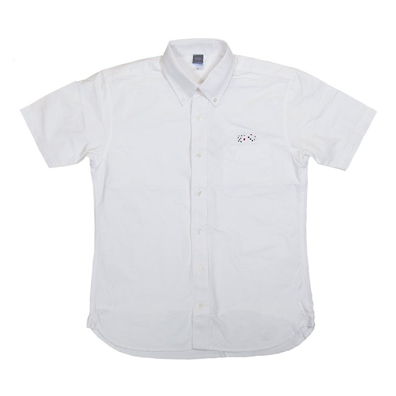 父の日のギフトに。サイコロ 刺繍 オックスフォード シャツ　メンズS〜XLサイズ　Tcollector - 女装衬衫 - 棉．麻 白色