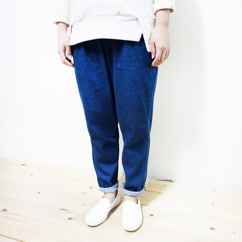 【柒伍八〇 x MIT】纯棉单宁直筒裤 - 女装长裤 - 棉．麻 蓝色