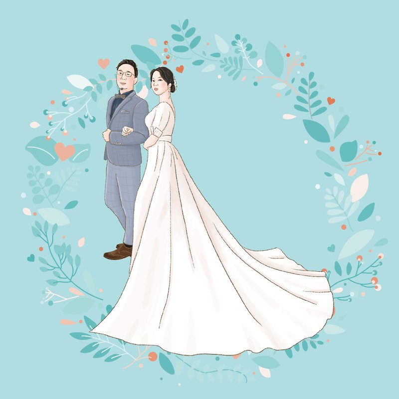 写实 似颜绘 婚礼 婚纱 插画 - 订制画像 - 其他材质 