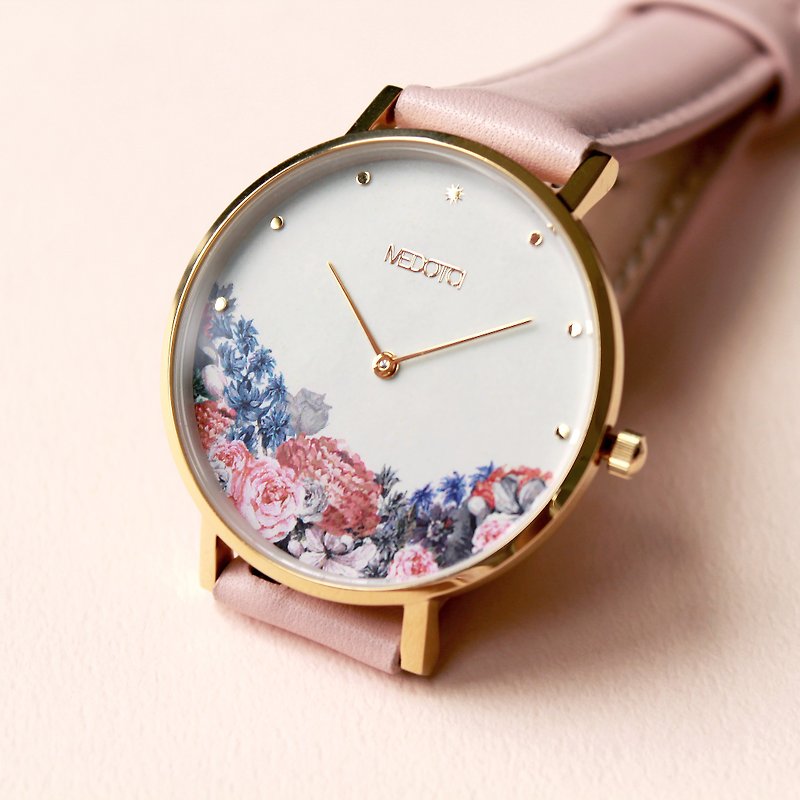 Blossom花朵系列粉色真皮表带女表 / BO-8901 - 女表 - 其他金属 