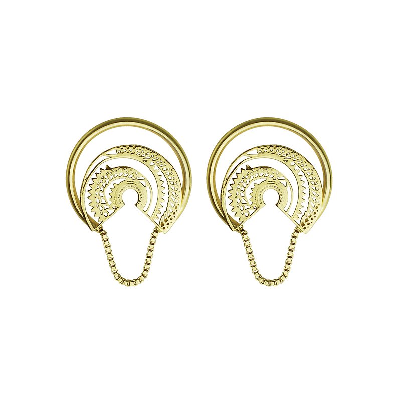 复古图腾耳环 TELLUS - 耳环/耳夹 - 其他金属 金色