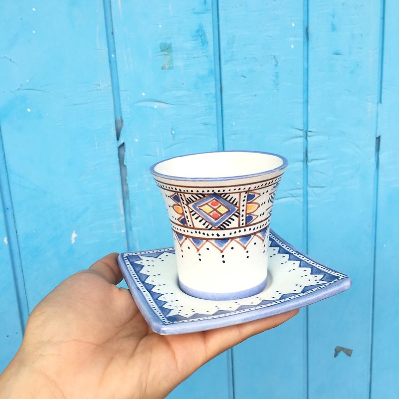 蓝 手工部落图腾咖啡杯 茶杯 - 杯子 - 瓷 蓝色
