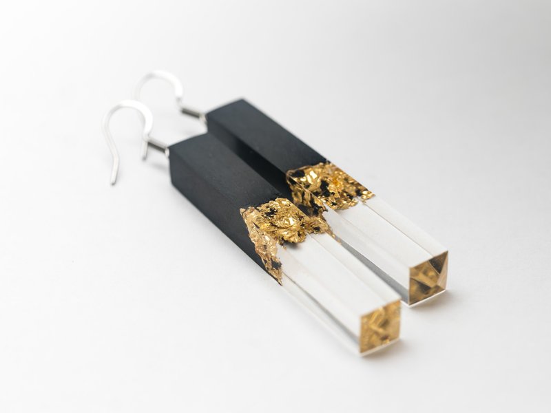 耳环金山水晶优雅的女士礼物 - 耳环/耳夹 - 木头 金色