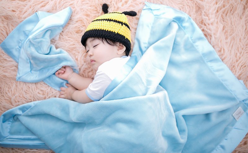 超柔软双面材质 绒面缎面 顶级携带毯婴儿毯 蓝色 - 婴儿床上用品 - 聚酯纤维 