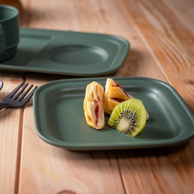 韩国nineware 简约早午餐方盘四件组 - 盘子/餐盘/盘架 - 塑料 绿色