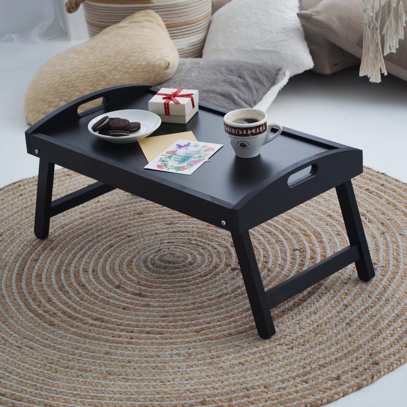 coffee table tray, ottoman tray, decorative trays, wood tray, breakfast tray - 托盘/砧板 - 木头 黑色