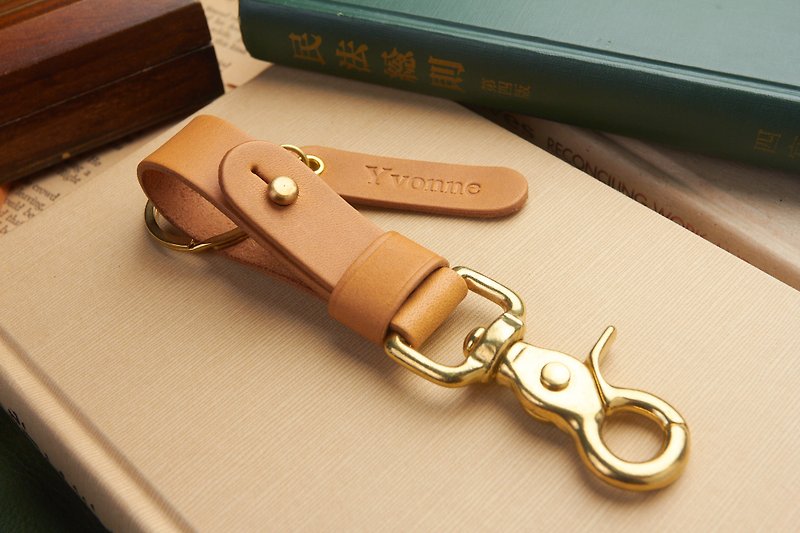 真皮钥匙扣 黄铜零件 可以刻名字 - 钥匙链/钥匙包 - 真皮 橘色