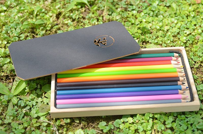 优惠组合 无垢线圈笔记本 + 12色铅笔 - 笔记本/手帐 - 木头 咖啡色