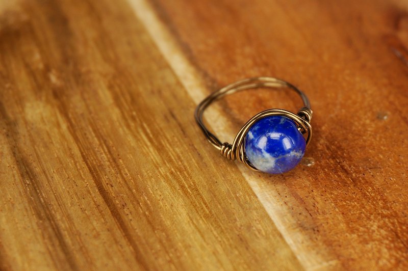 12月诞生石  8mm青金地球绕线戒指 介指 - 戒指 - 宝石 蓝色