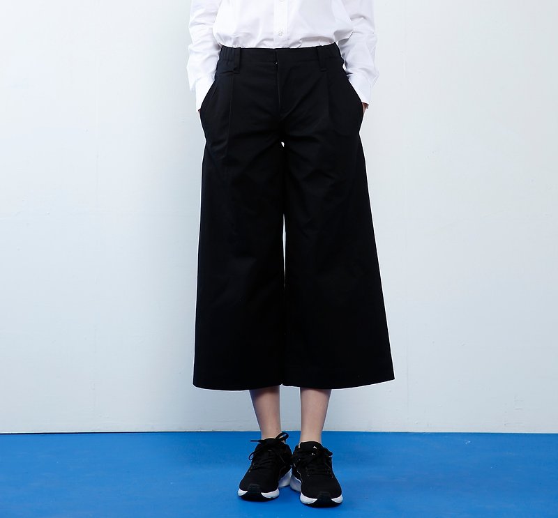 CA Iara Gaucho Pants - 率性七分宽管裤-黑 - 女装长裤 - 其他材质 黑色