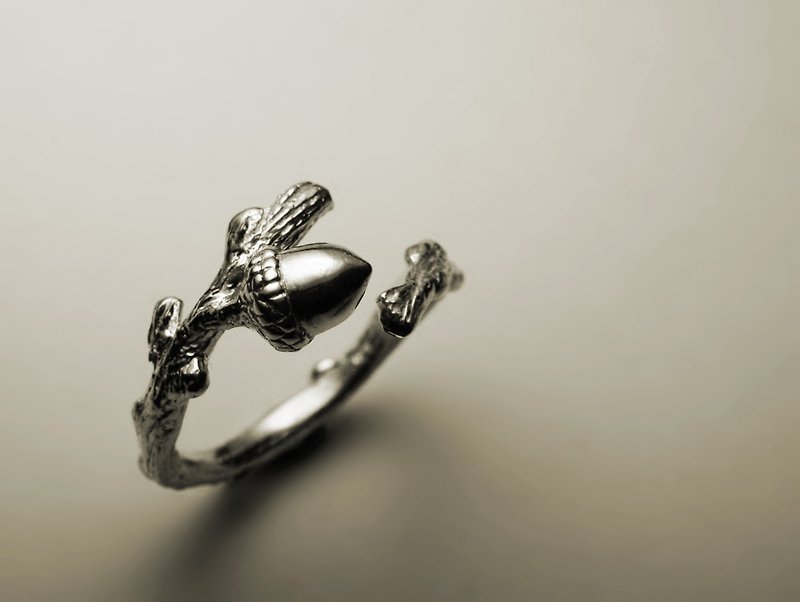 松果枯枝戒指 - 戒指 - 其他金属 银色