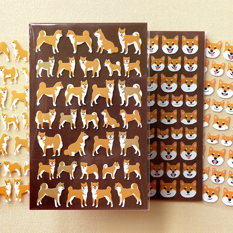 赤柴犬贴纸 赤柴犬表情贴纸 2张组 - 贴纸 - 防水材质 咖啡色