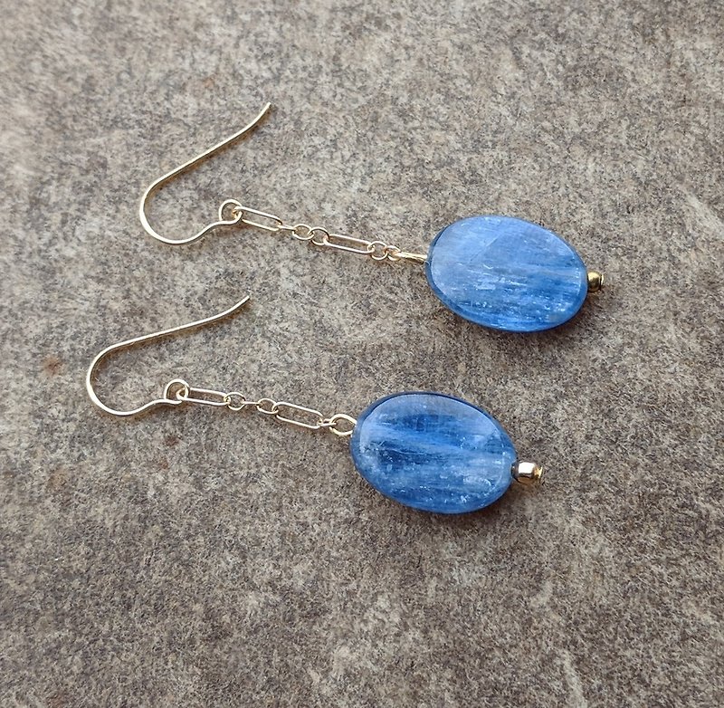 蓝晶石14k包金垂坠耳环 - 耳环/耳夹 - 半宝石 蓝色