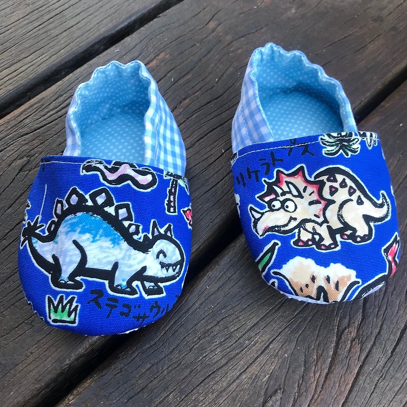 恐龙学步鞋-宝蓝 - 婴儿鞋 - 棉．麻 蓝色