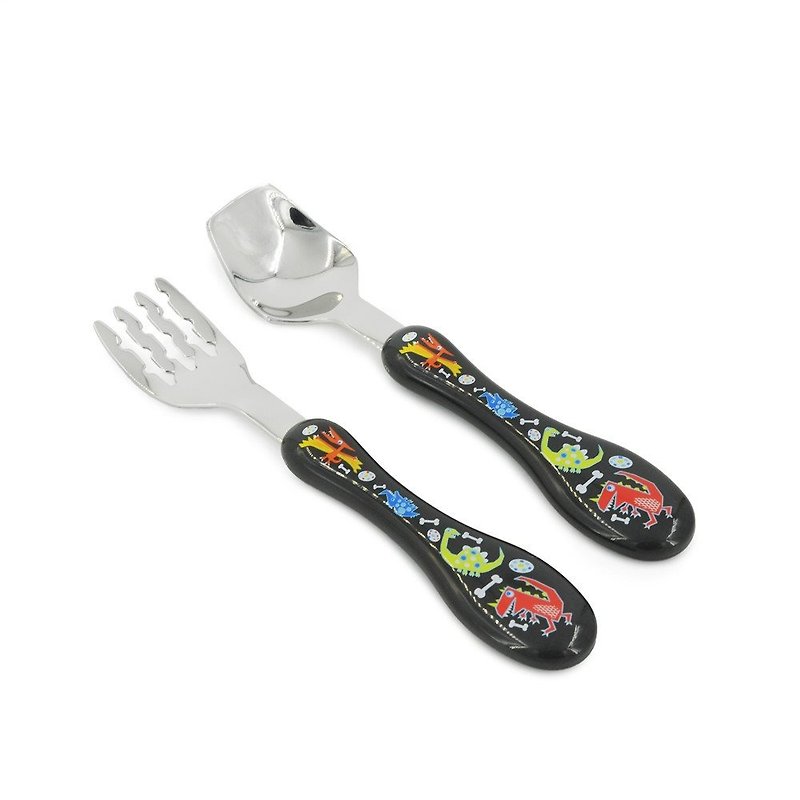 HUGGER 好好食儿童餐具组 汤匙+叉子 (酷比龙) - 儿童餐具/餐盘 - 不锈钢 多色