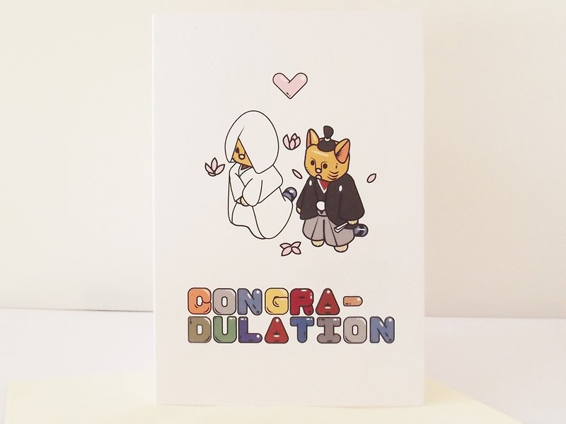 机器猫节婚祝贺卡 - 卡片/明信片 - 纸 白色