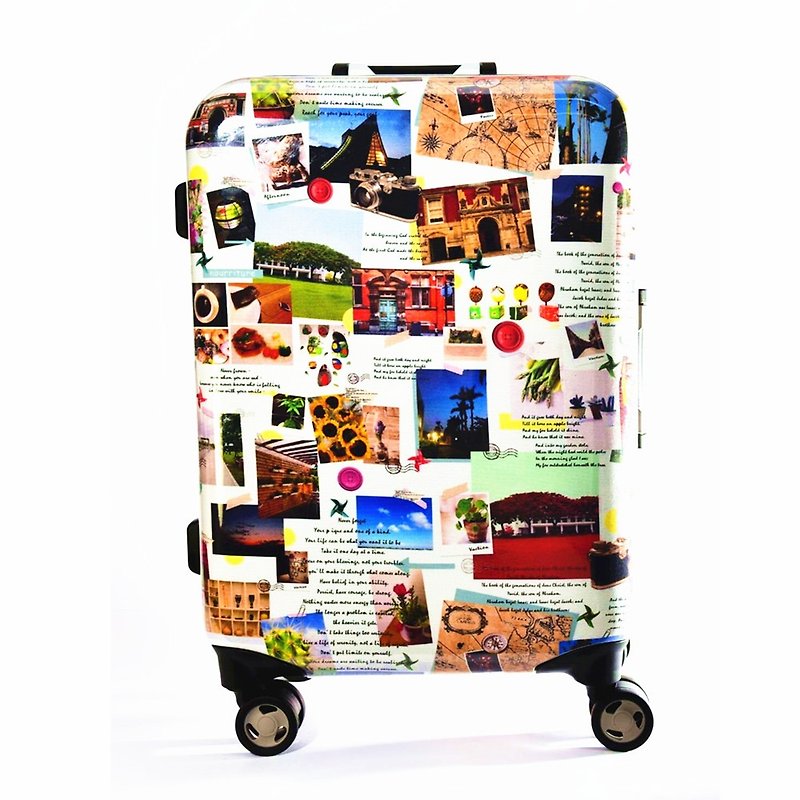 旅行拼图-手工印纹时尚铝框20寸行李箱/旅行箱 - 行李箱/行李箱保护套 - 铝合金 