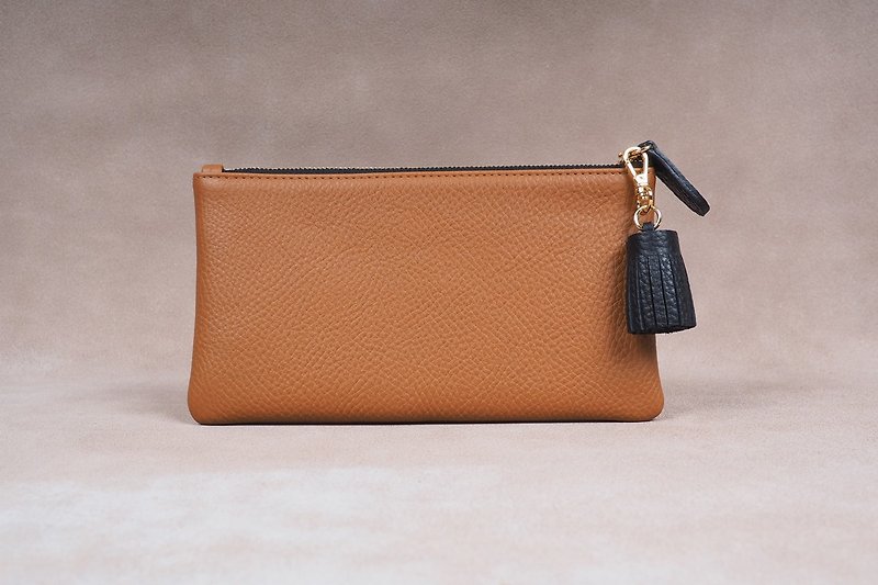 Germany Genuine Leather Long Wallet Zipper Wallet Purse Brown - 皮夹/钱包 - 真皮 咖啡色