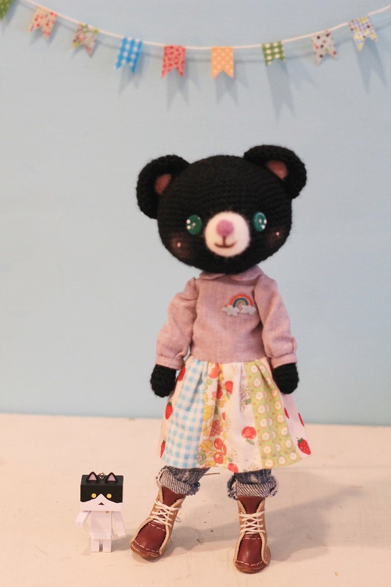 Miki设计手作编织娃。动物好朋友黑熊小姐。Hanabi - 玩具/玩偶 - 羊毛 黑色